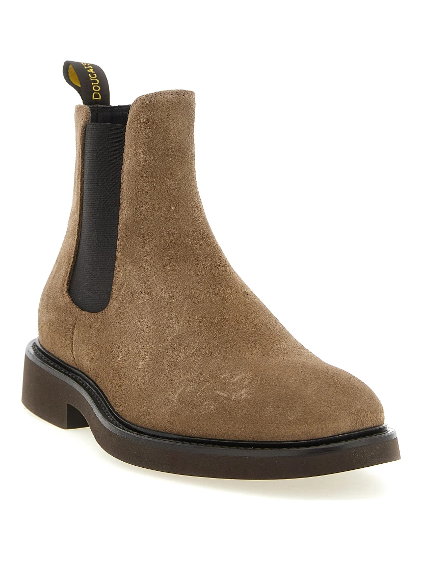 Beige Lamb Leather Ankle Boots
