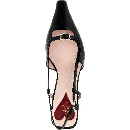Black Calfskin Mid Heel Pumps
