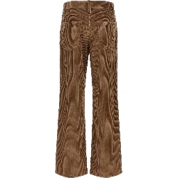 Brown Cotton Casual Pants