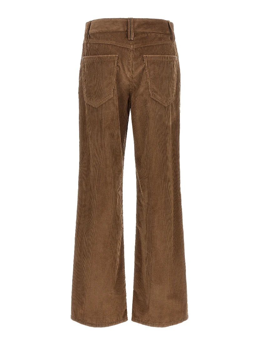 Brown Cotton Casual Pants