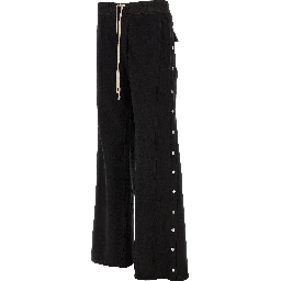 Black Cotton Flared Pants