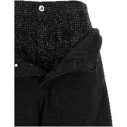 Black Cotton Cropped Jeans