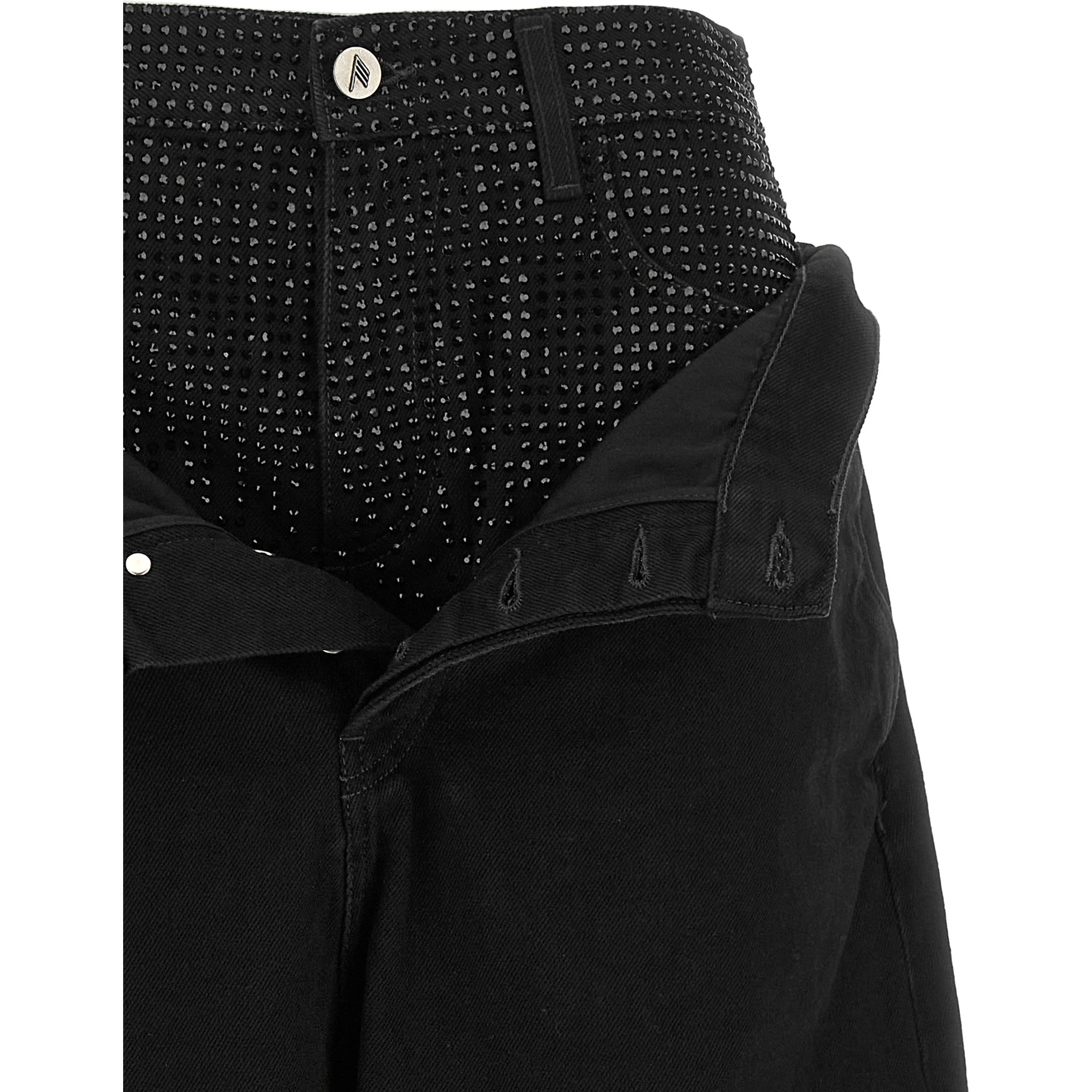 Black Cotton Cropped Jeans