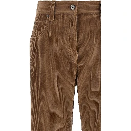 Brown Cotton Casual Pants
