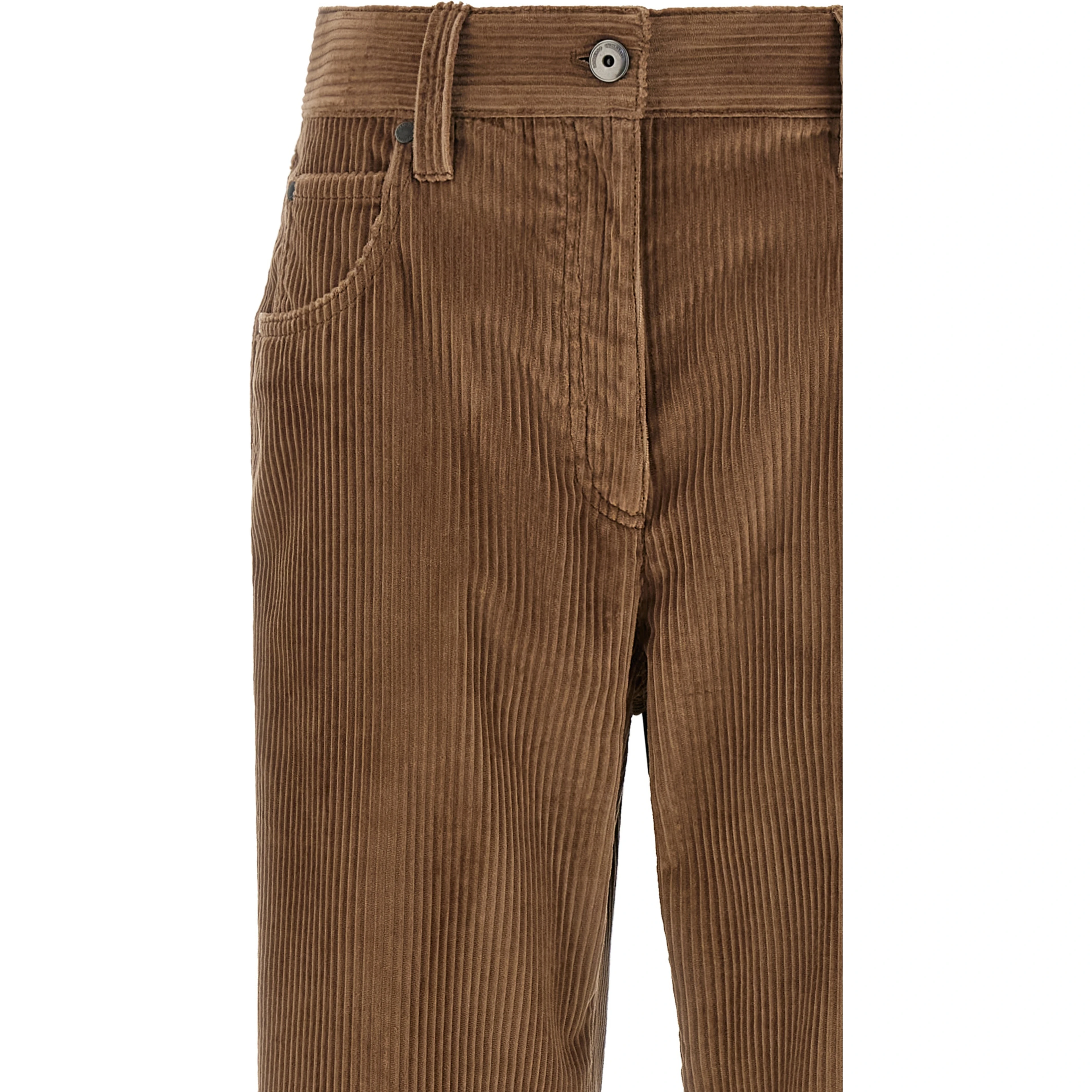 Brown Cotton Casual Pants