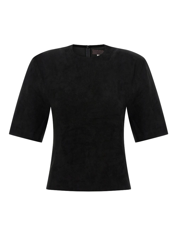 Black Lamb Leather T-Shirt