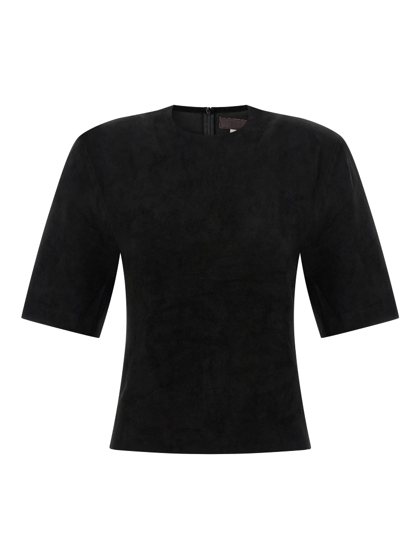 Black Lamb Leather T-Shirt