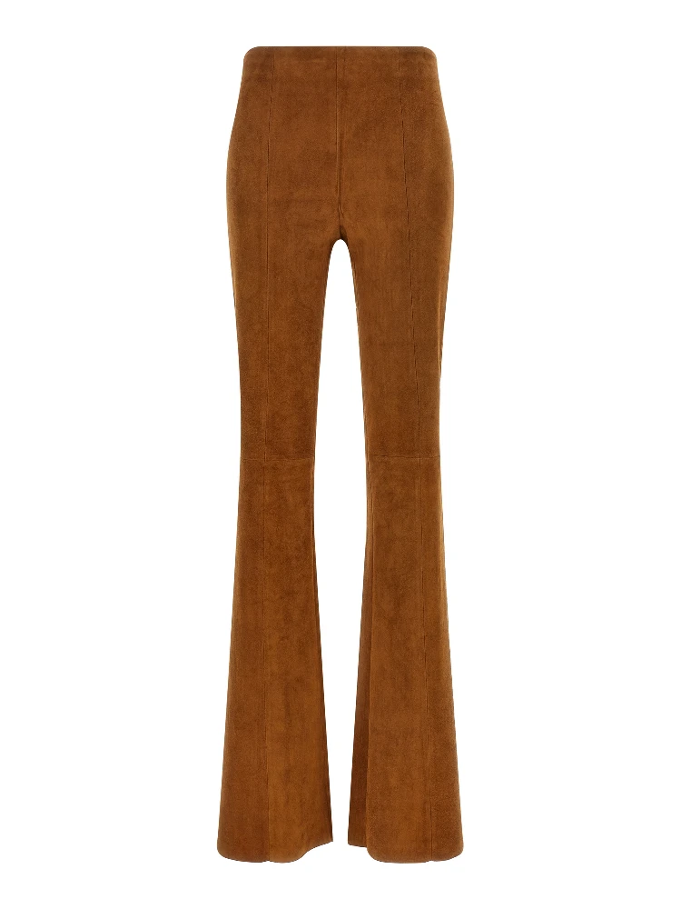 Brown Lamb Leather Flared Pants