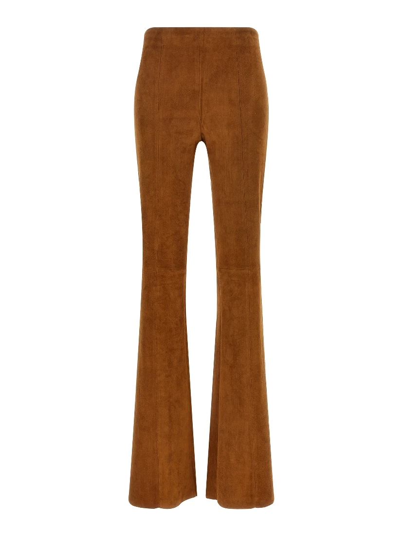 Brown Lamb Leather Flared Pants