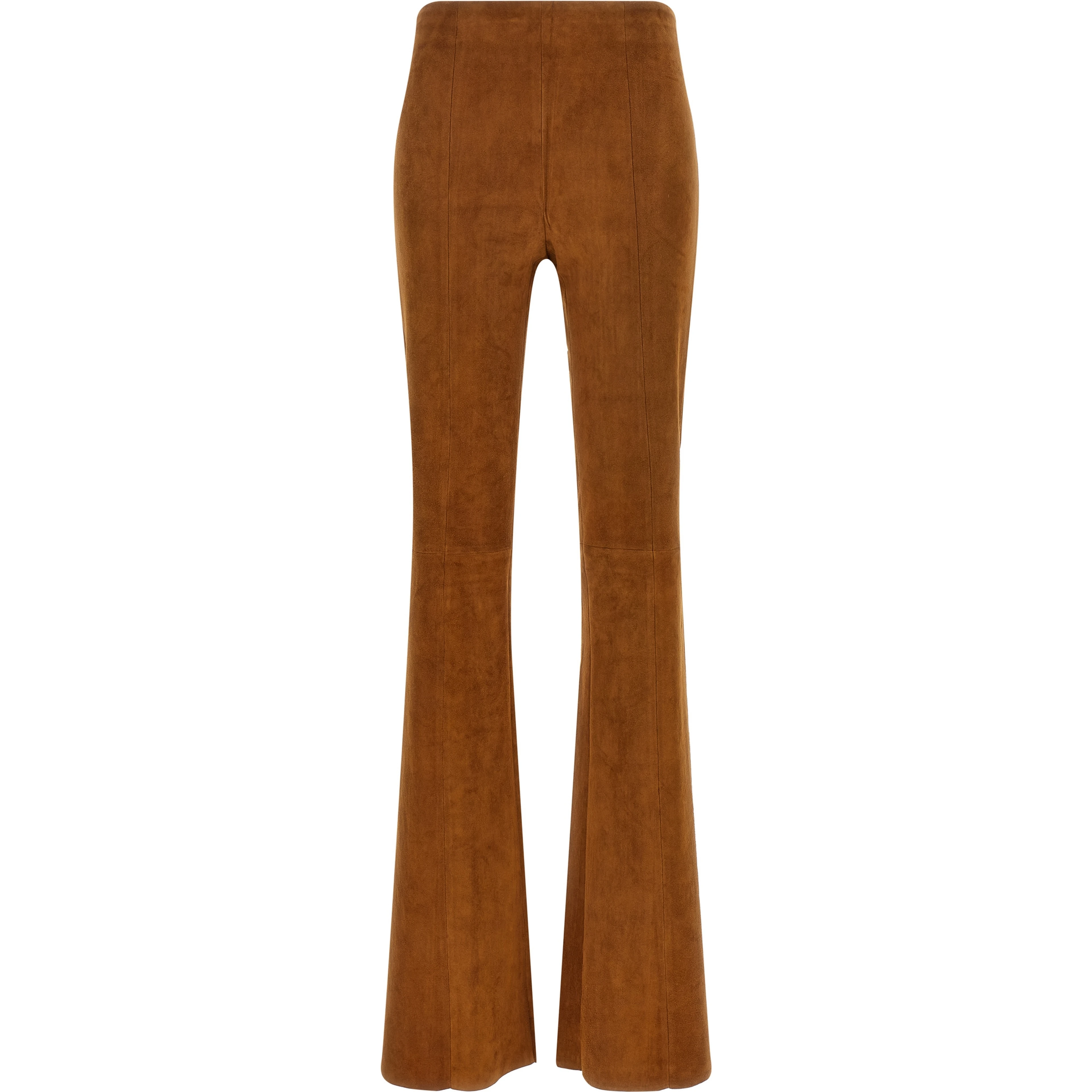 Brown Lamb Leather Flared Pants
