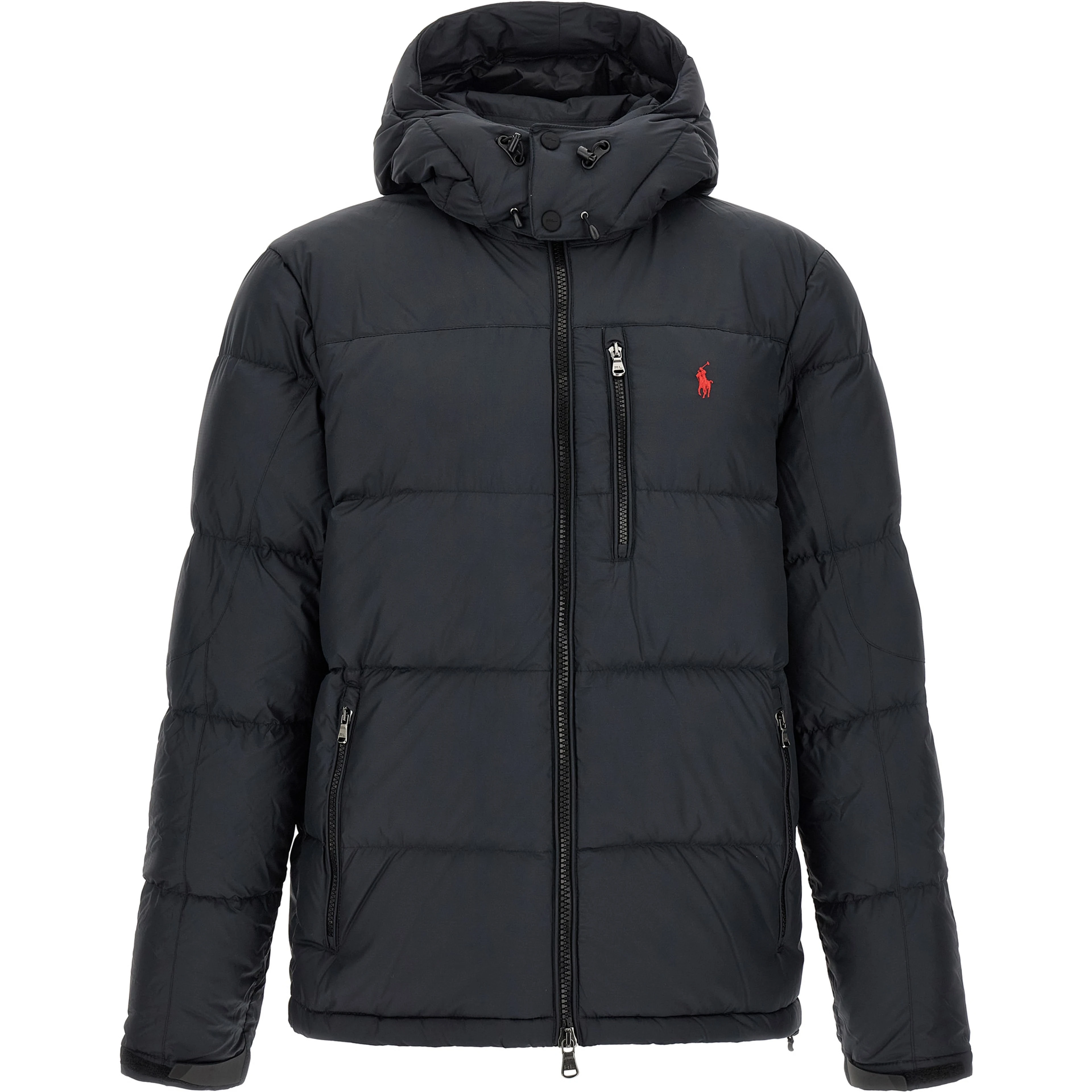 Black Polyester Full-Length Jacket