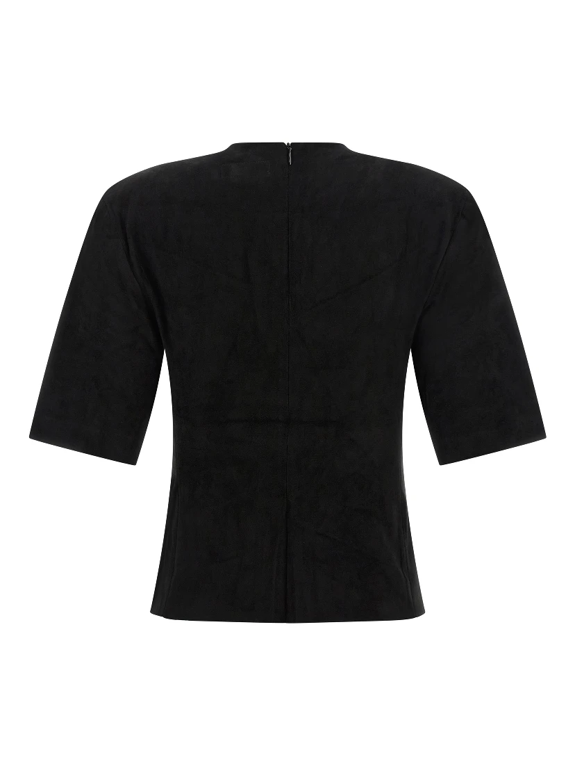 Black Lamb Leather T-Shirt