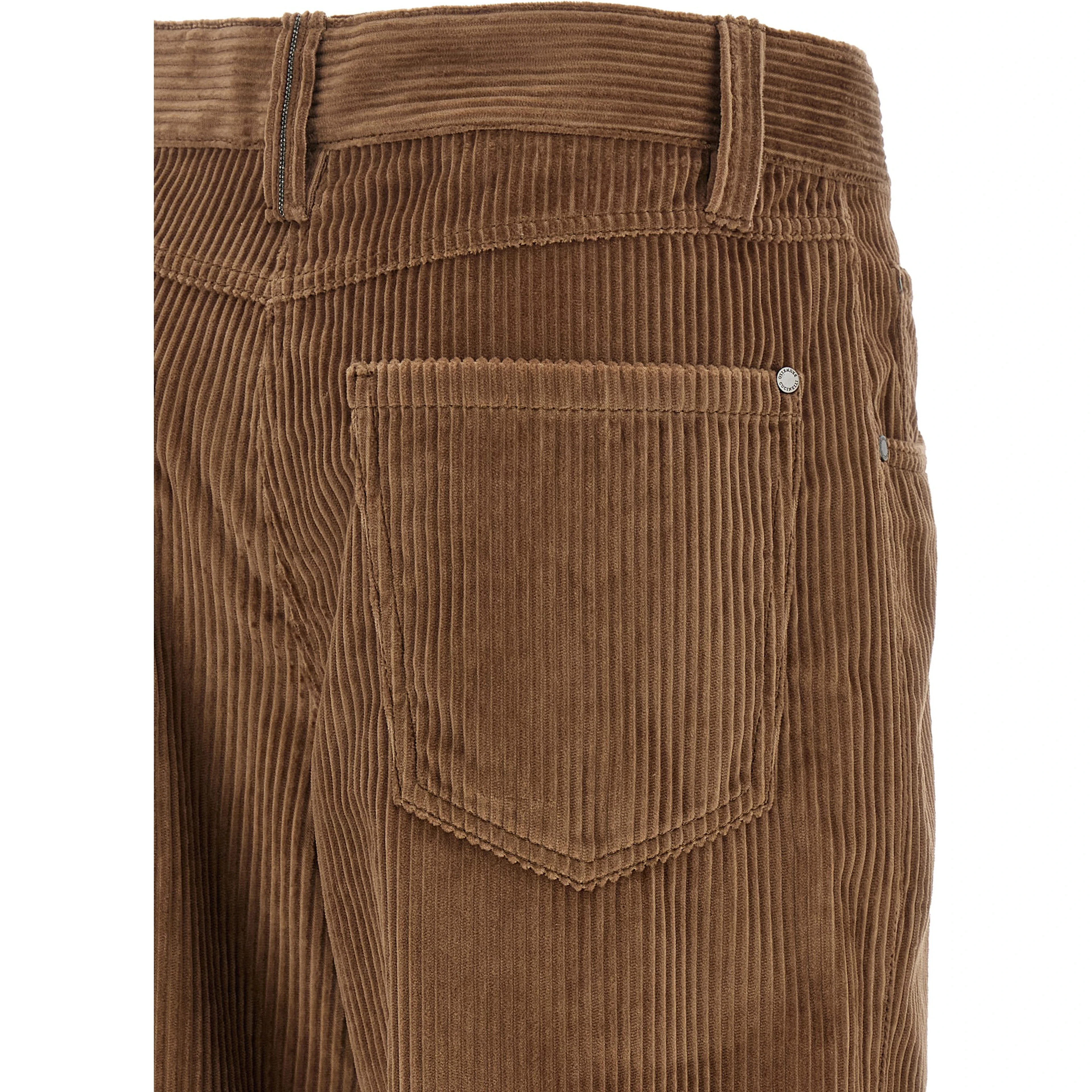 Brown Cotton Casual Pants