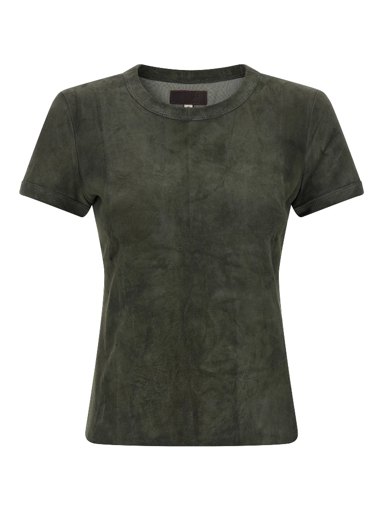 Gray Lamb Leather T-Shirt