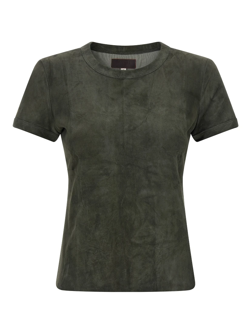 Gray Lamb Leather T-Shirt