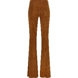 Brown Lamb Leather Flared Pants