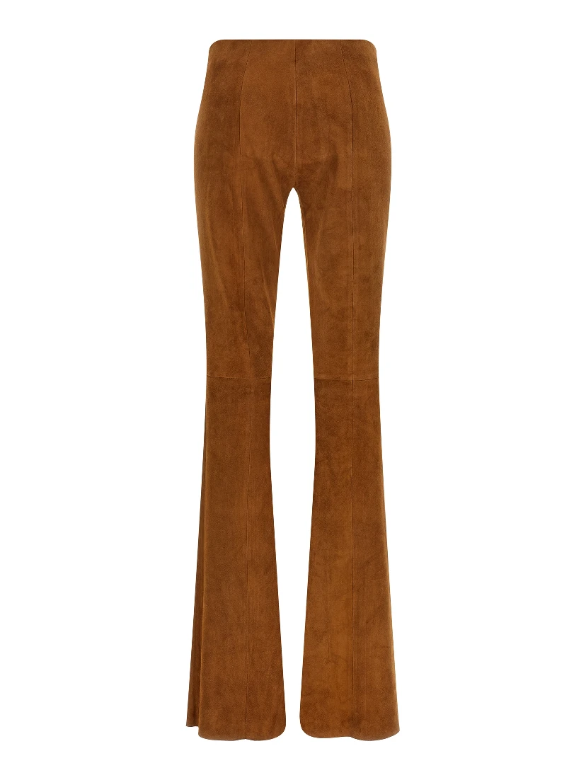 Brown Lamb Leather Flared Pants