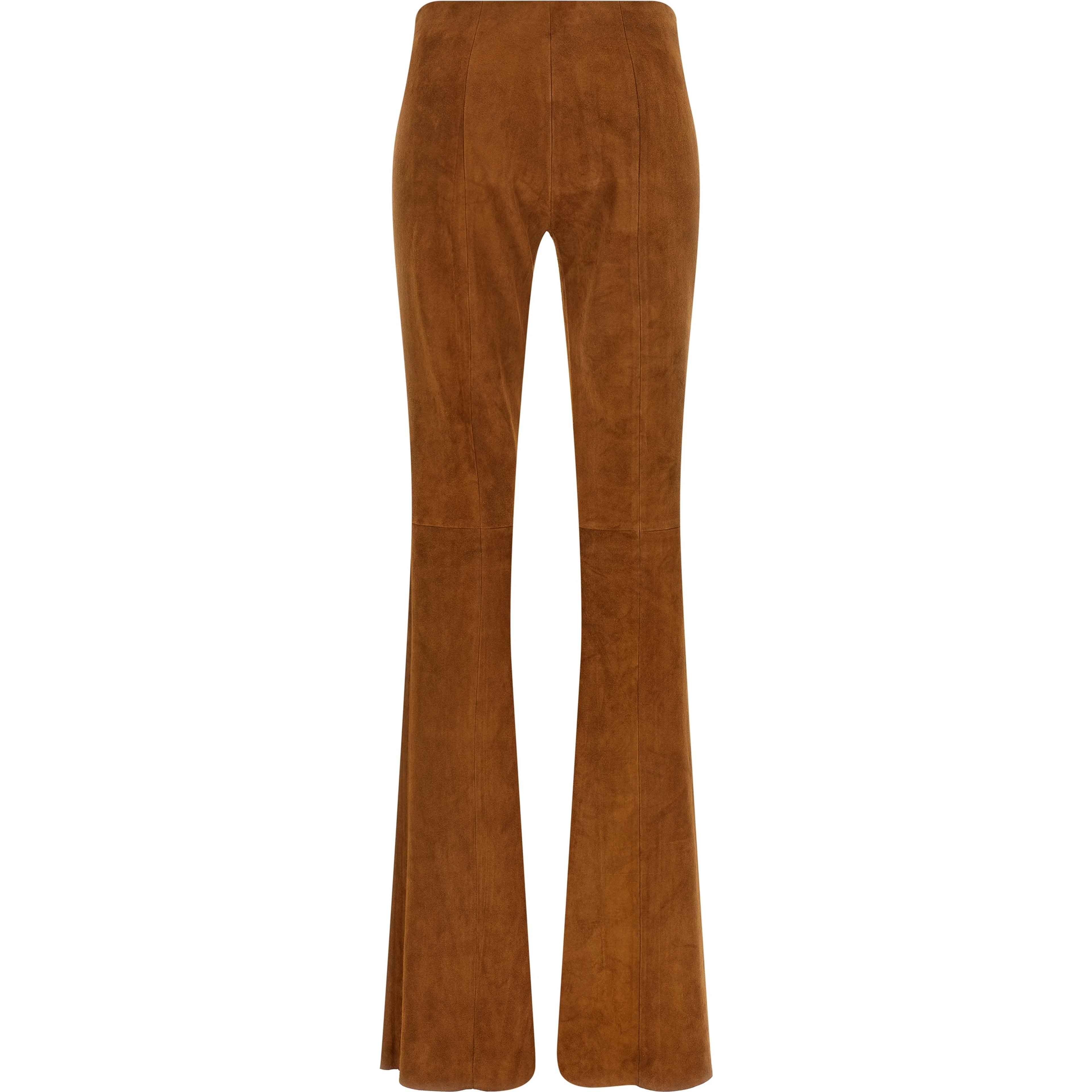 Brown Lamb Leather Flared Pants