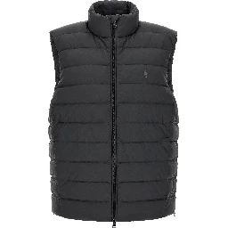 Black Polyester Sleeveless Jacket