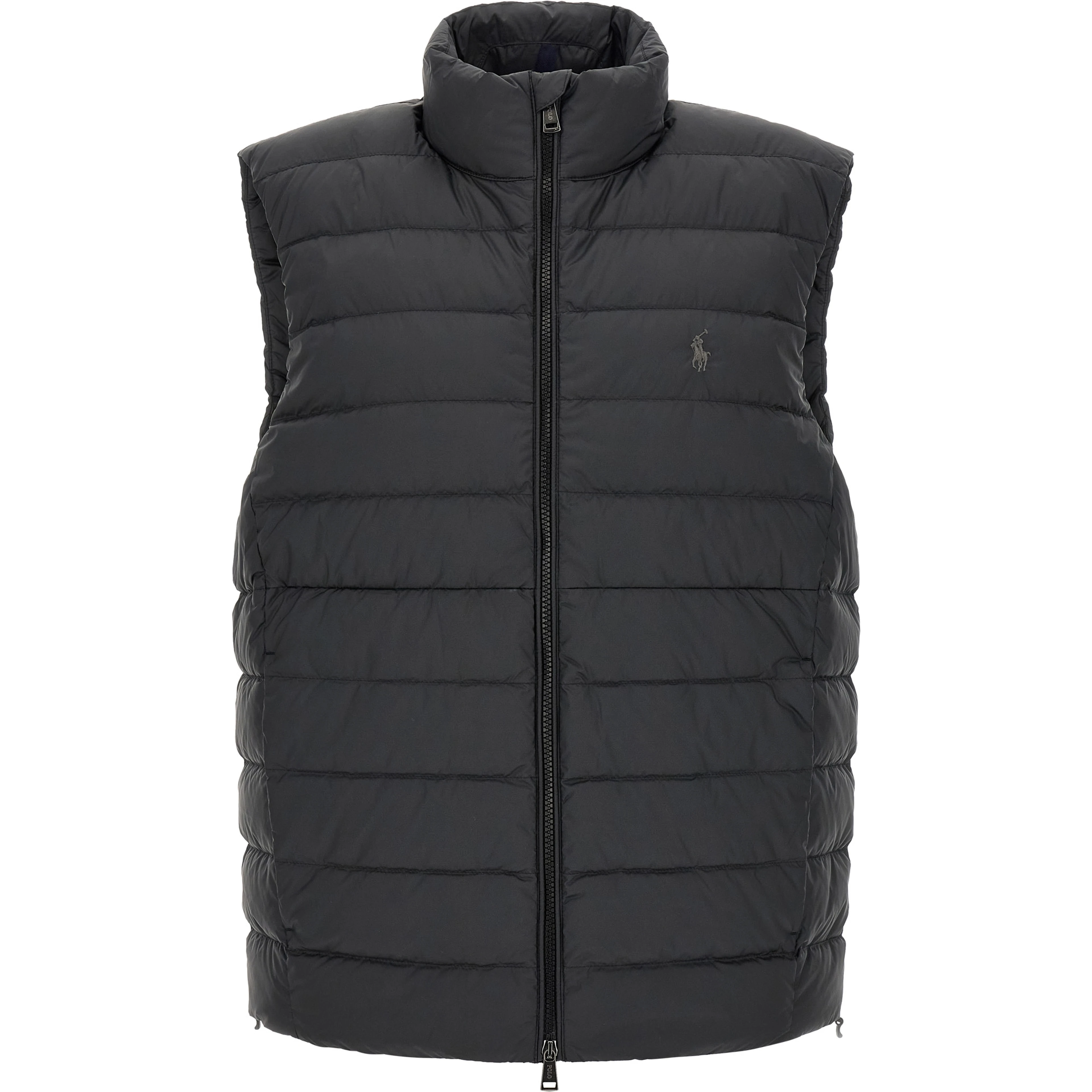 Black Polyester Sleeveless Jacket