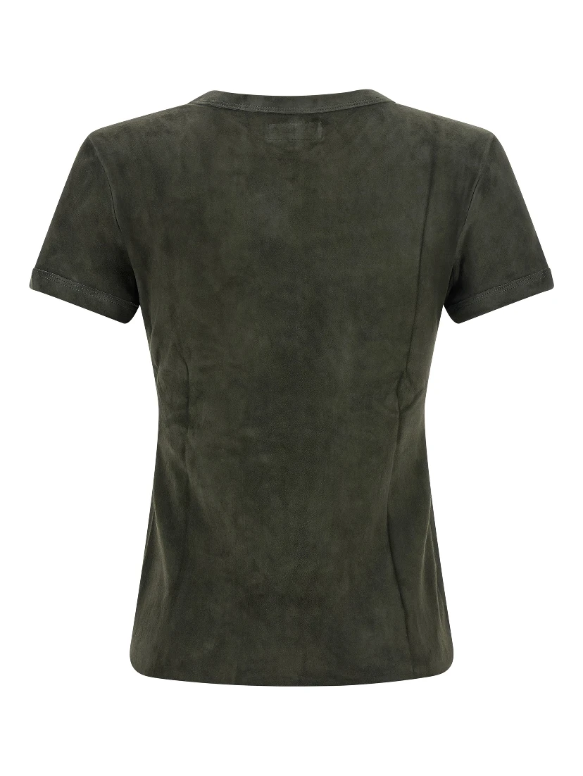 Gray Lamb Leather T-Shirt