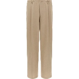 Beige Virgin Wool Casual Pants