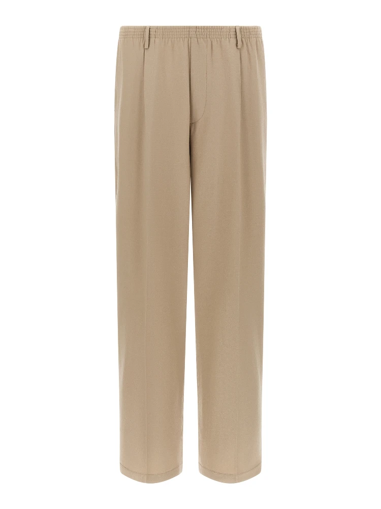 Beige Virgin Wool Casual Pants