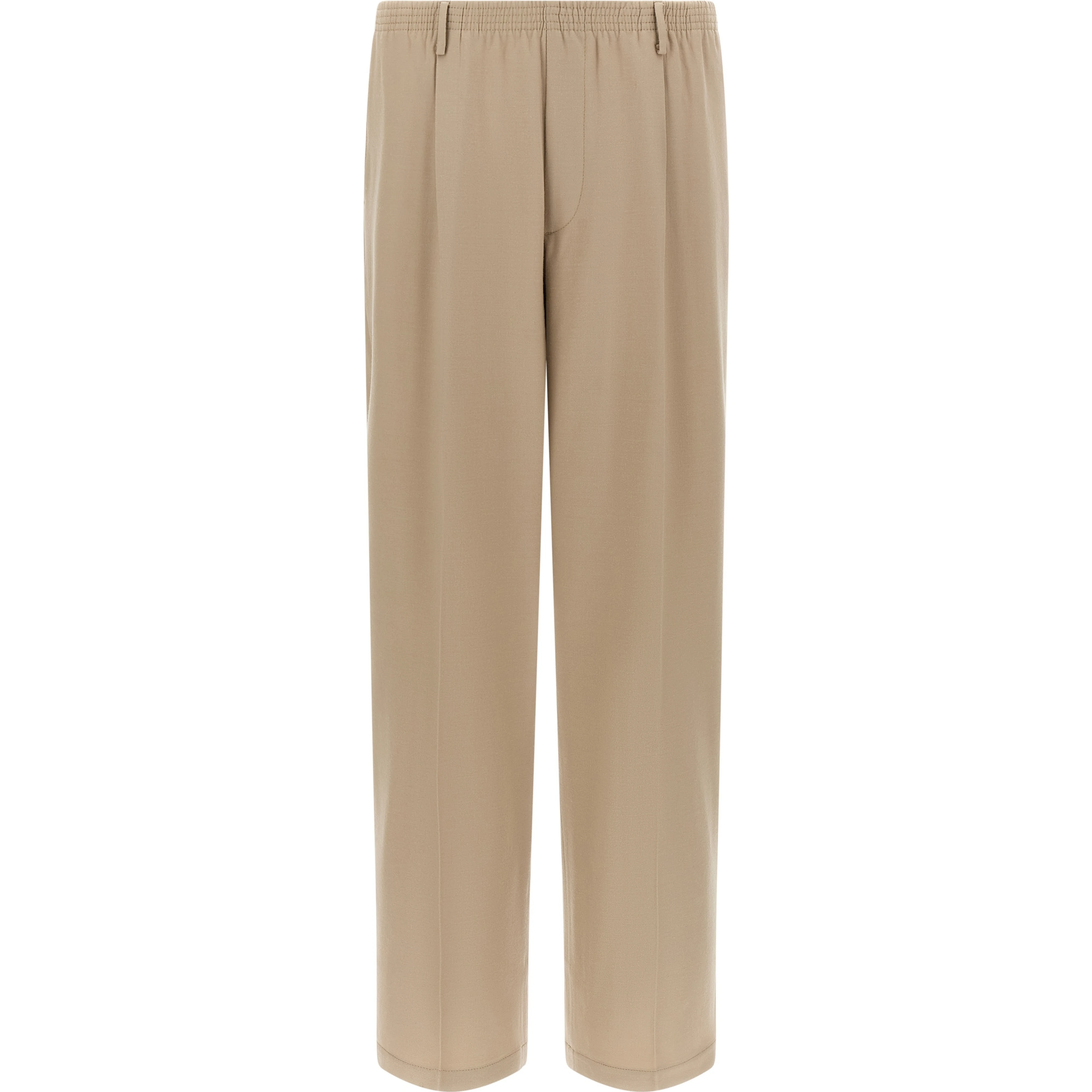 Beige Virgin Wool Casual Pants
