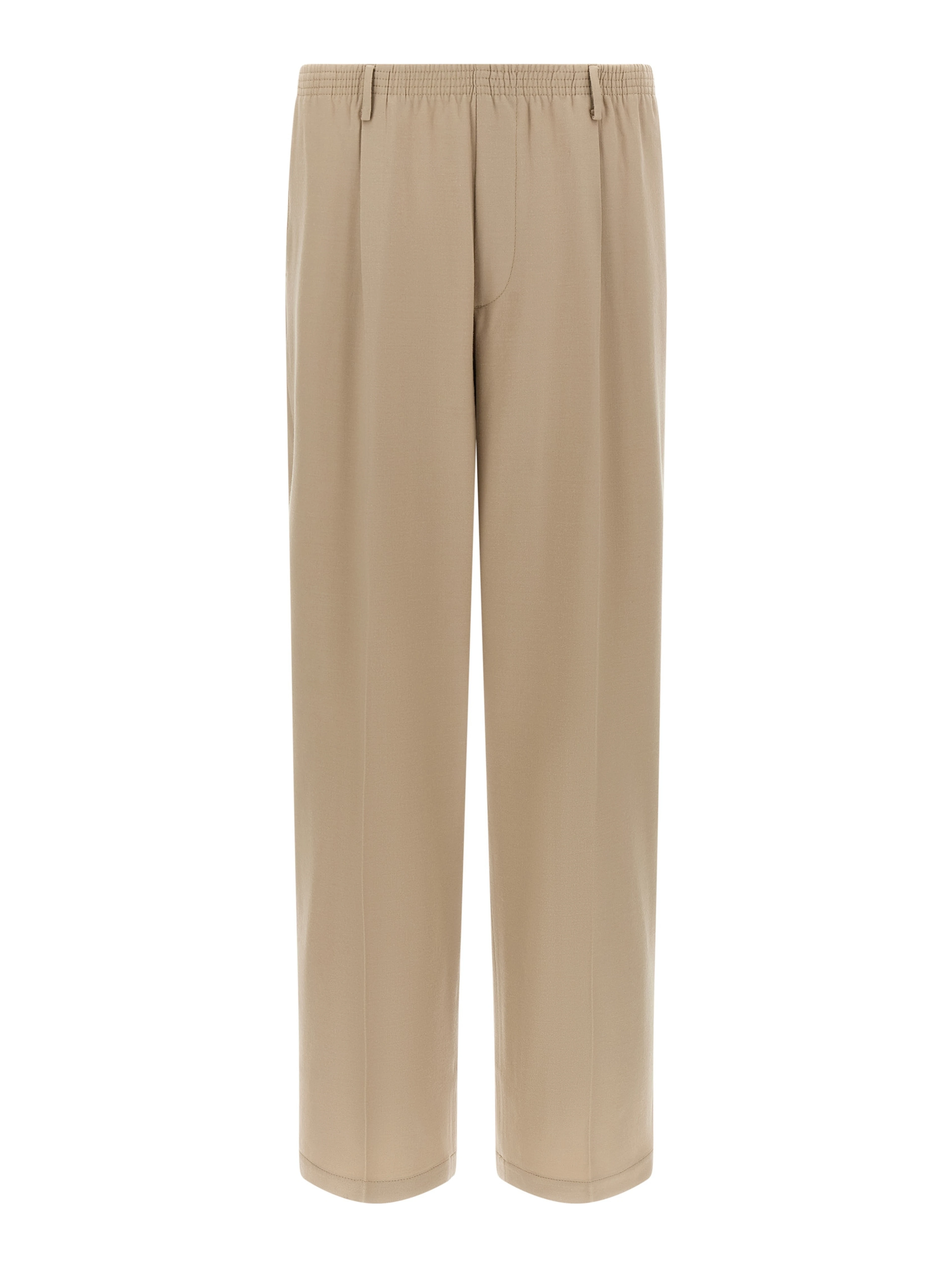 Beige Virgin Wool Casual Pants