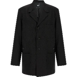 Black Wool Full-Length Jacket