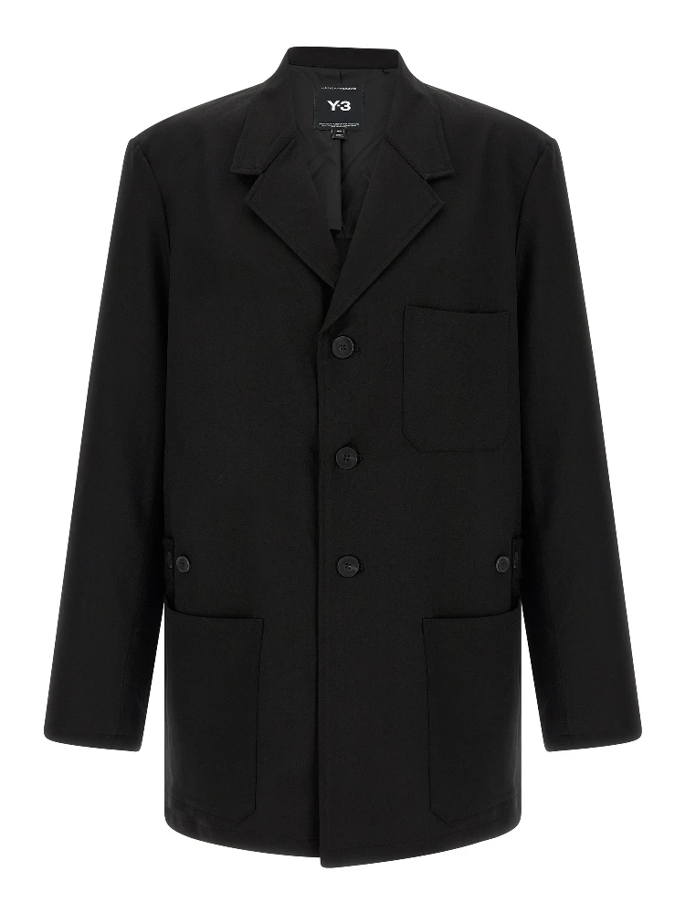 Black Wool Full-Length Jacket