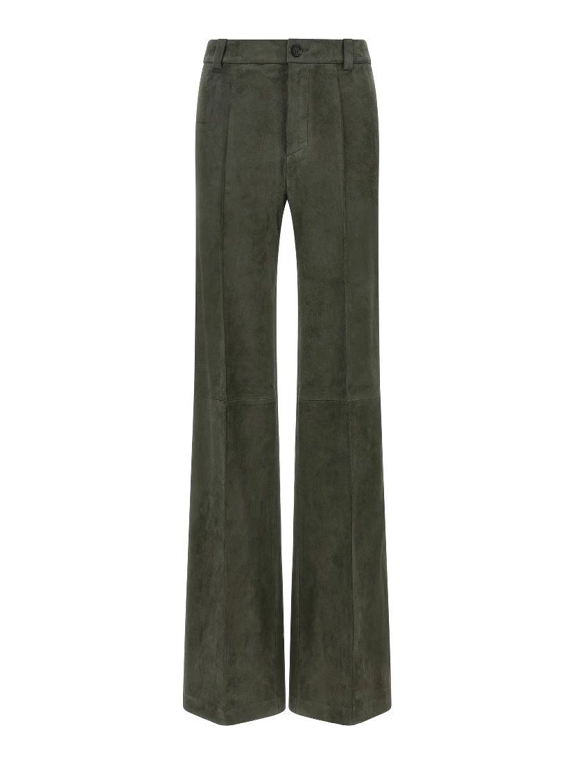 Gray Lamb Leather Pants