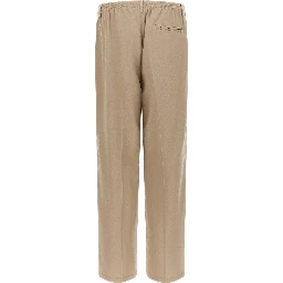 Beige Virgin Wool Casual Pants