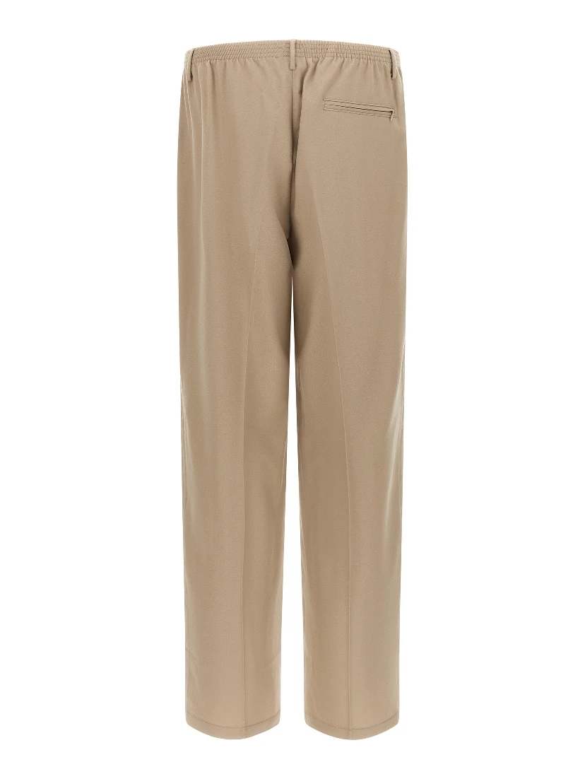 Beige Virgin Wool Casual Pants