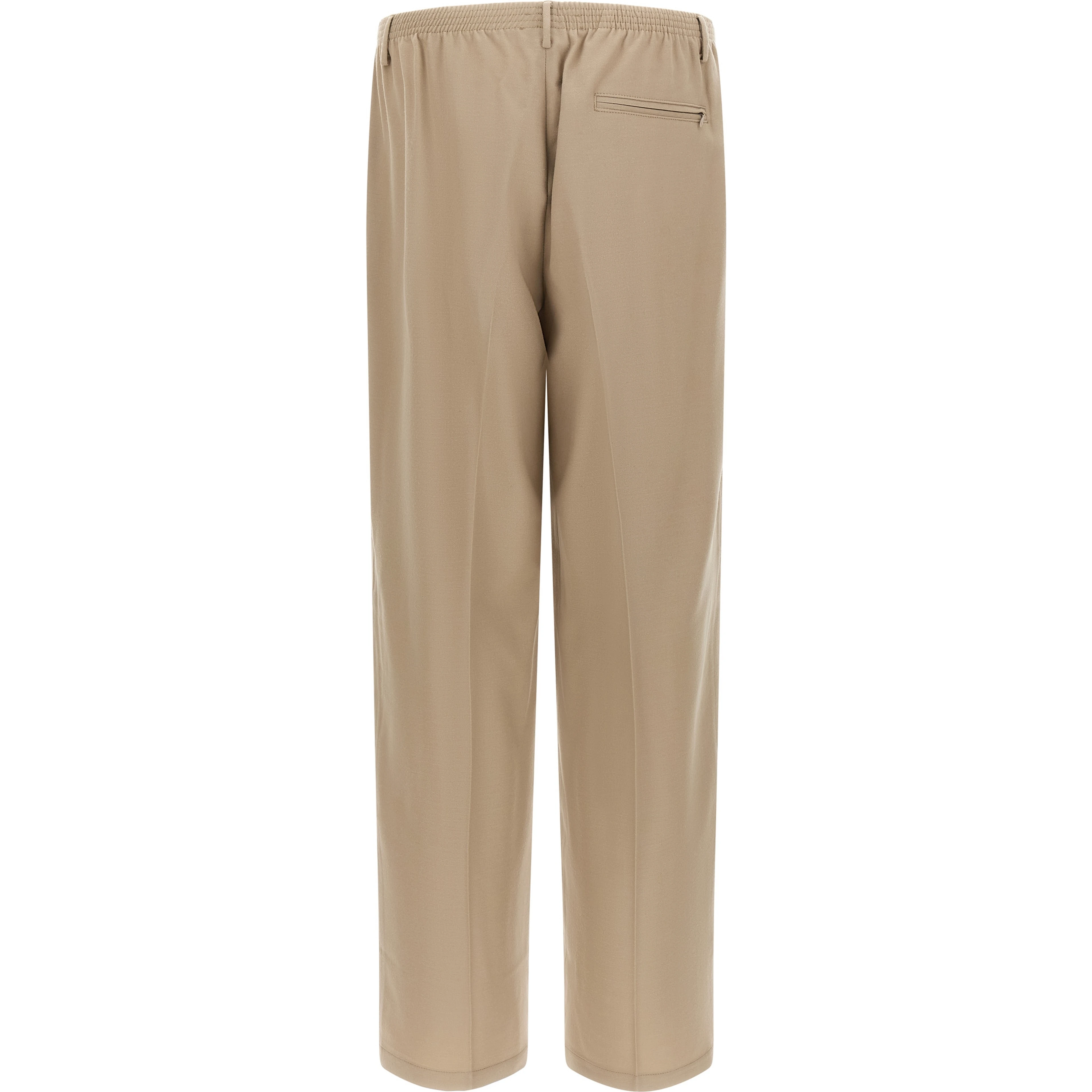 Beige Virgin Wool Casual Pants