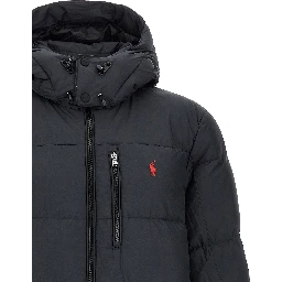 Black Polyester Full-Length Jacket