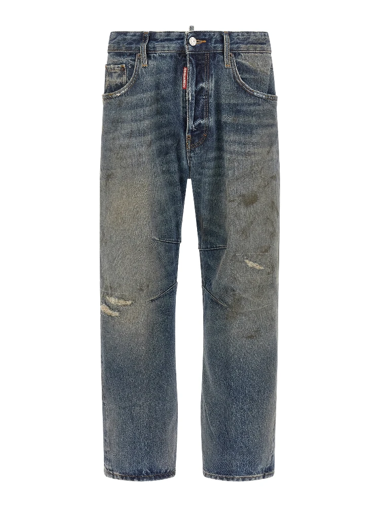 Blue Cotton Relaxed Fit Jeans