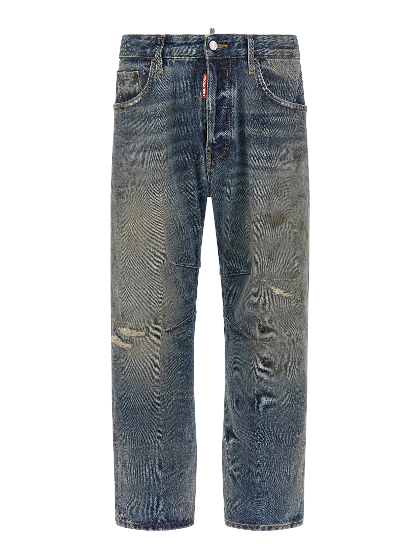 Blue Cotton Relaxed Fit Jeans