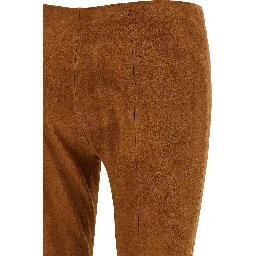 Brown Lamb Leather Flared Pants