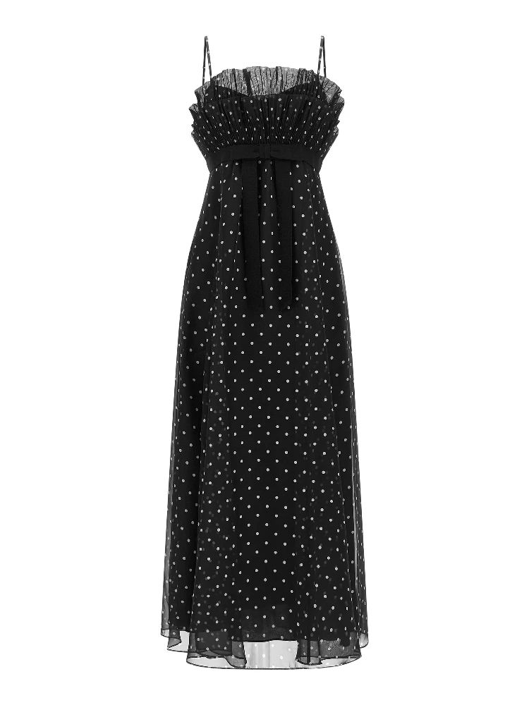 Black Polyester Midi Dress