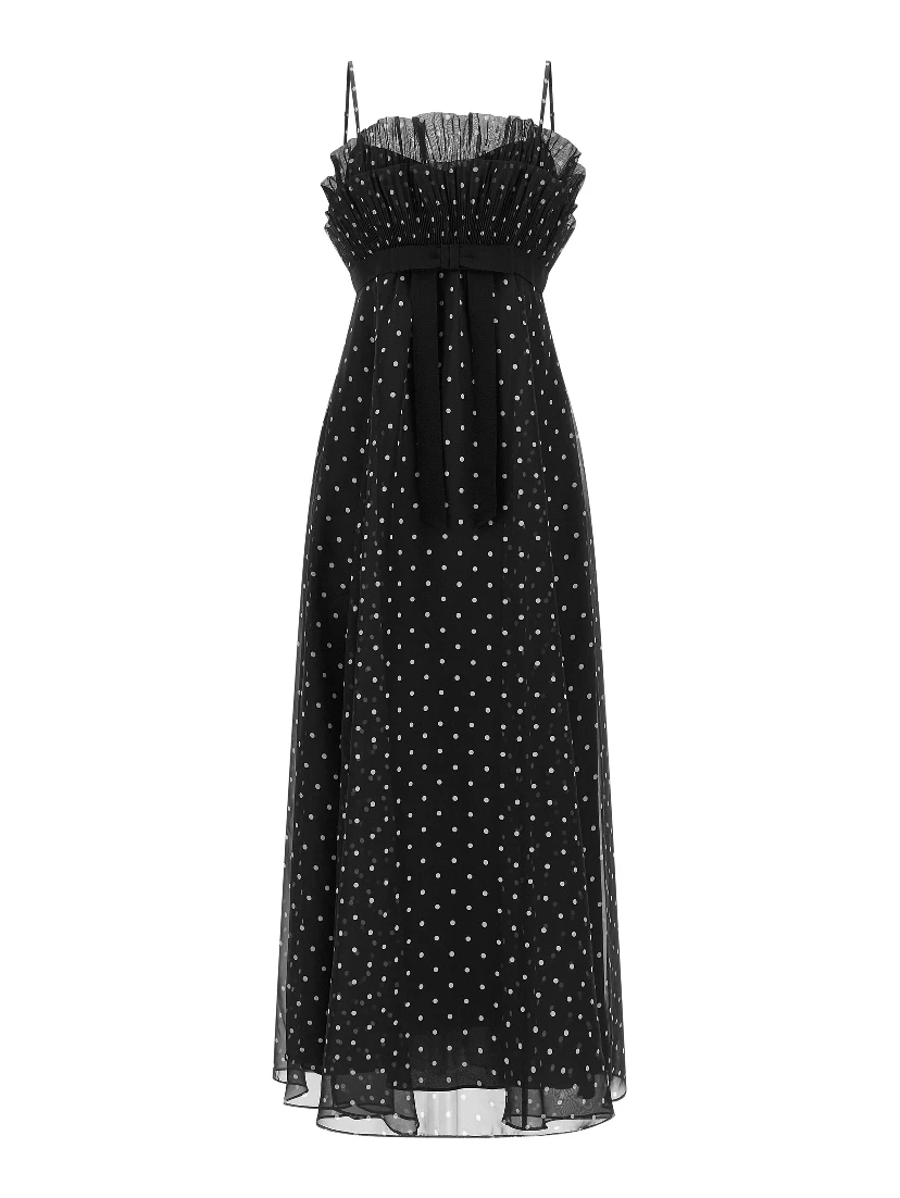 Black Polyester Midi Dress