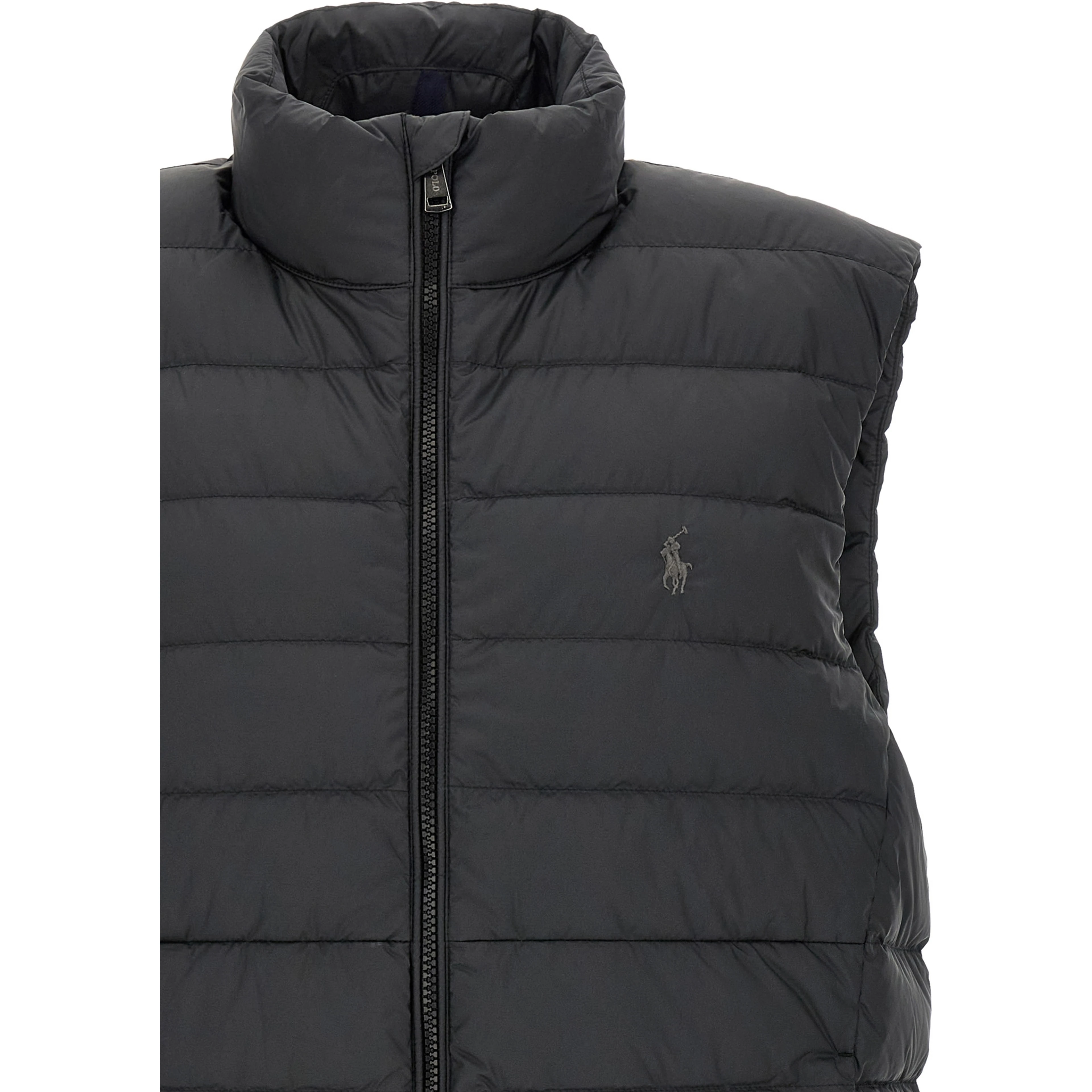 Black Polyester Sleeveless Jacket