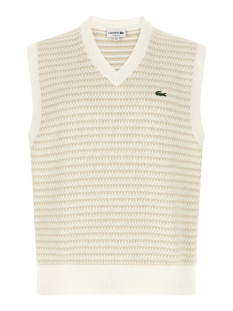 Beige Cotton Sleeveles Sweater