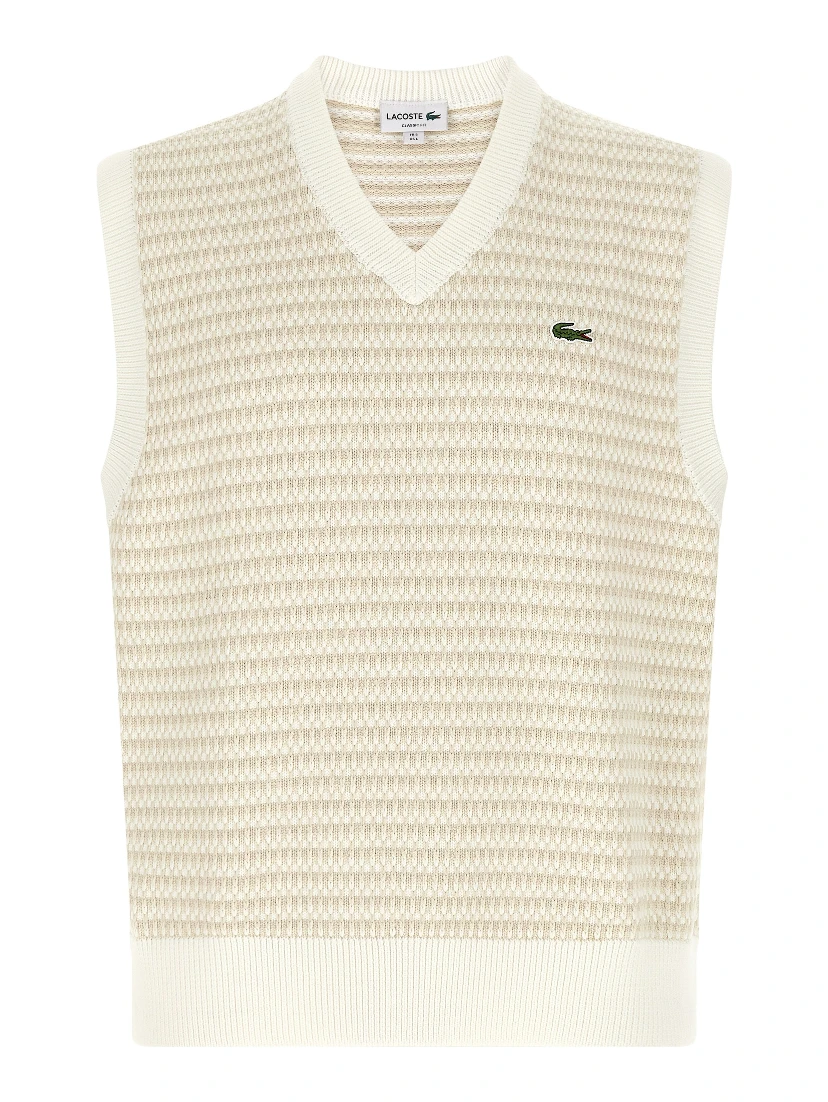 Beige Cotton Sleeveles Sweater