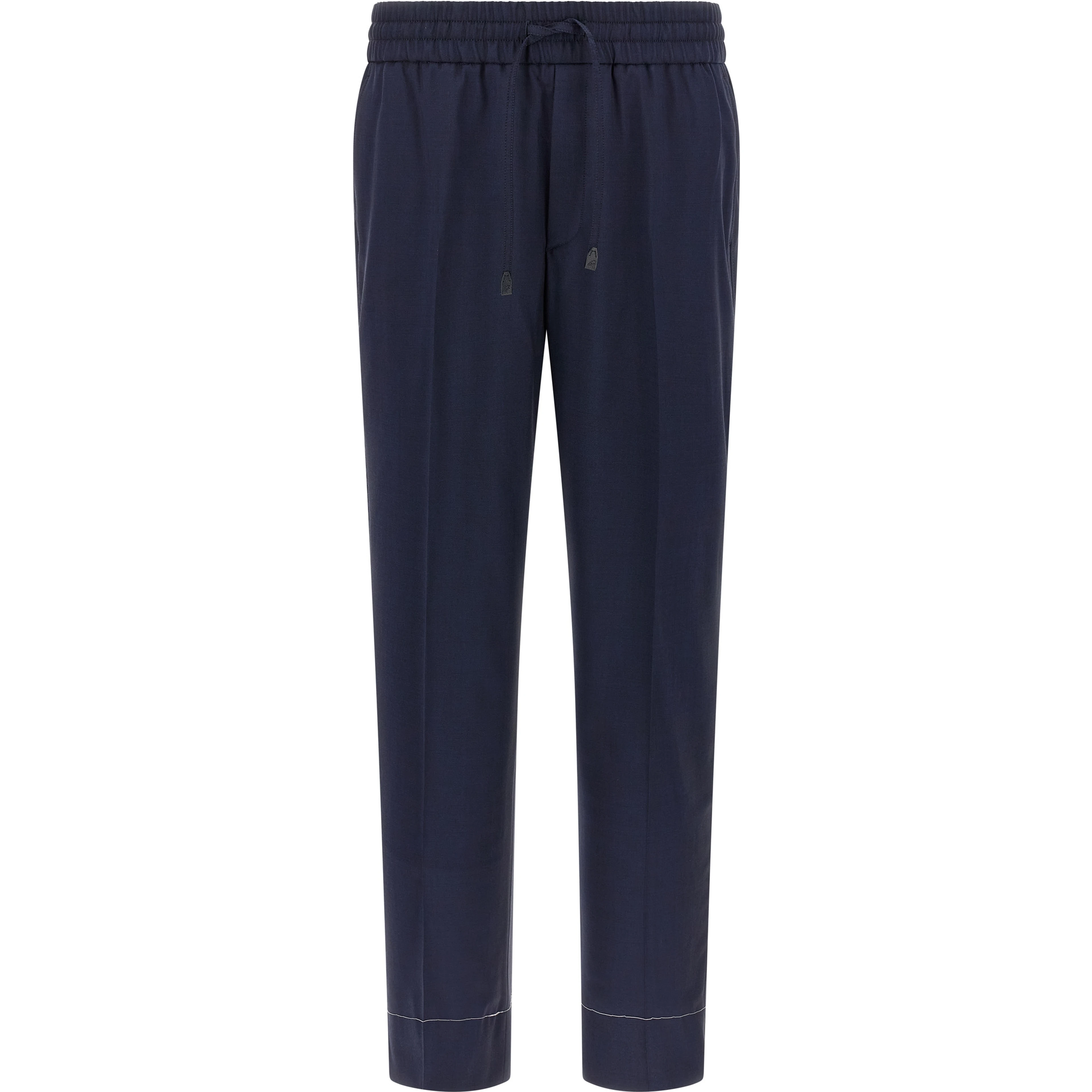 Blue Wool Casual Pants
