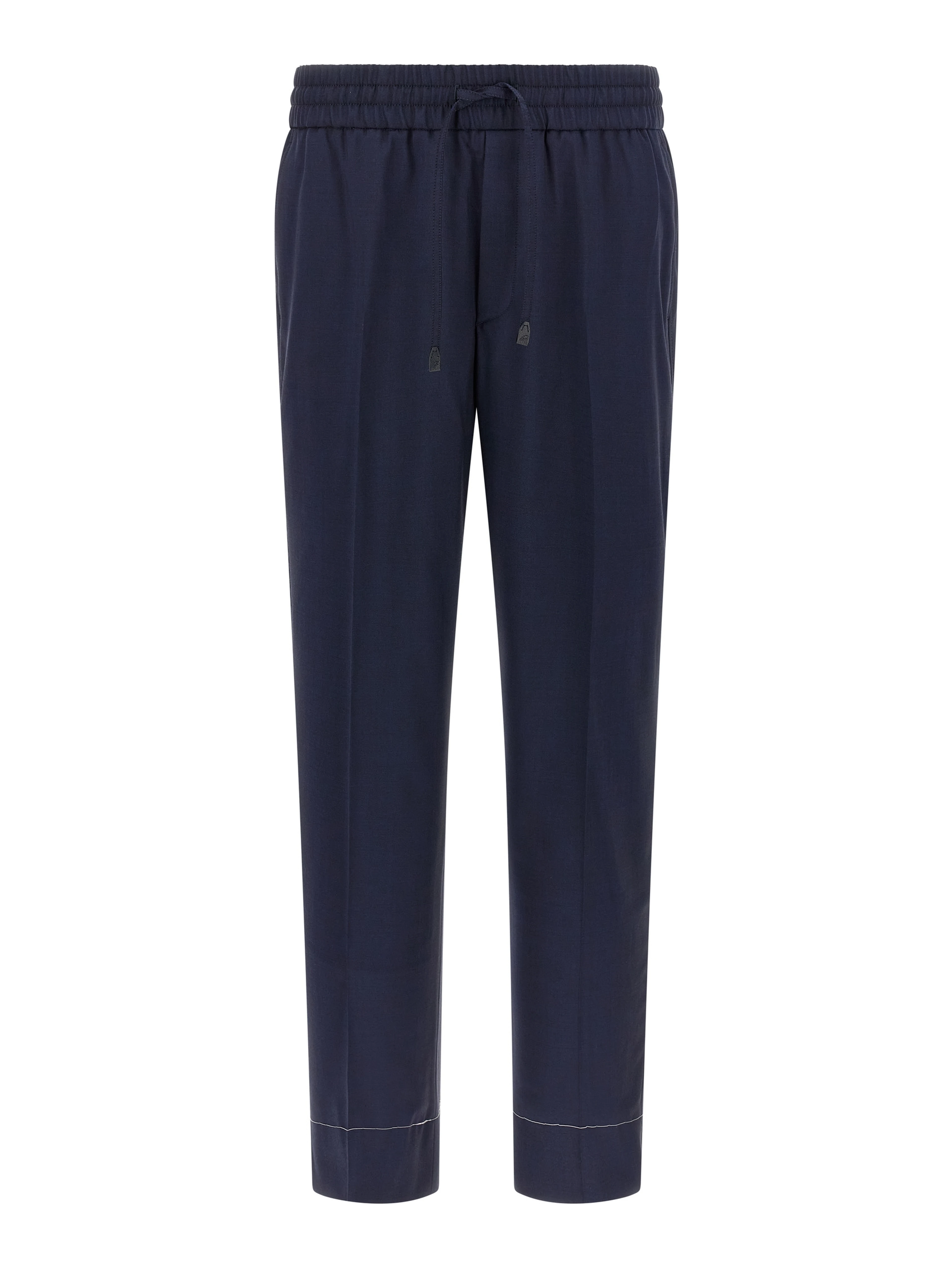 Blue Wool Casual Pants