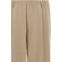 Beige Virgin Wool Casual Pants