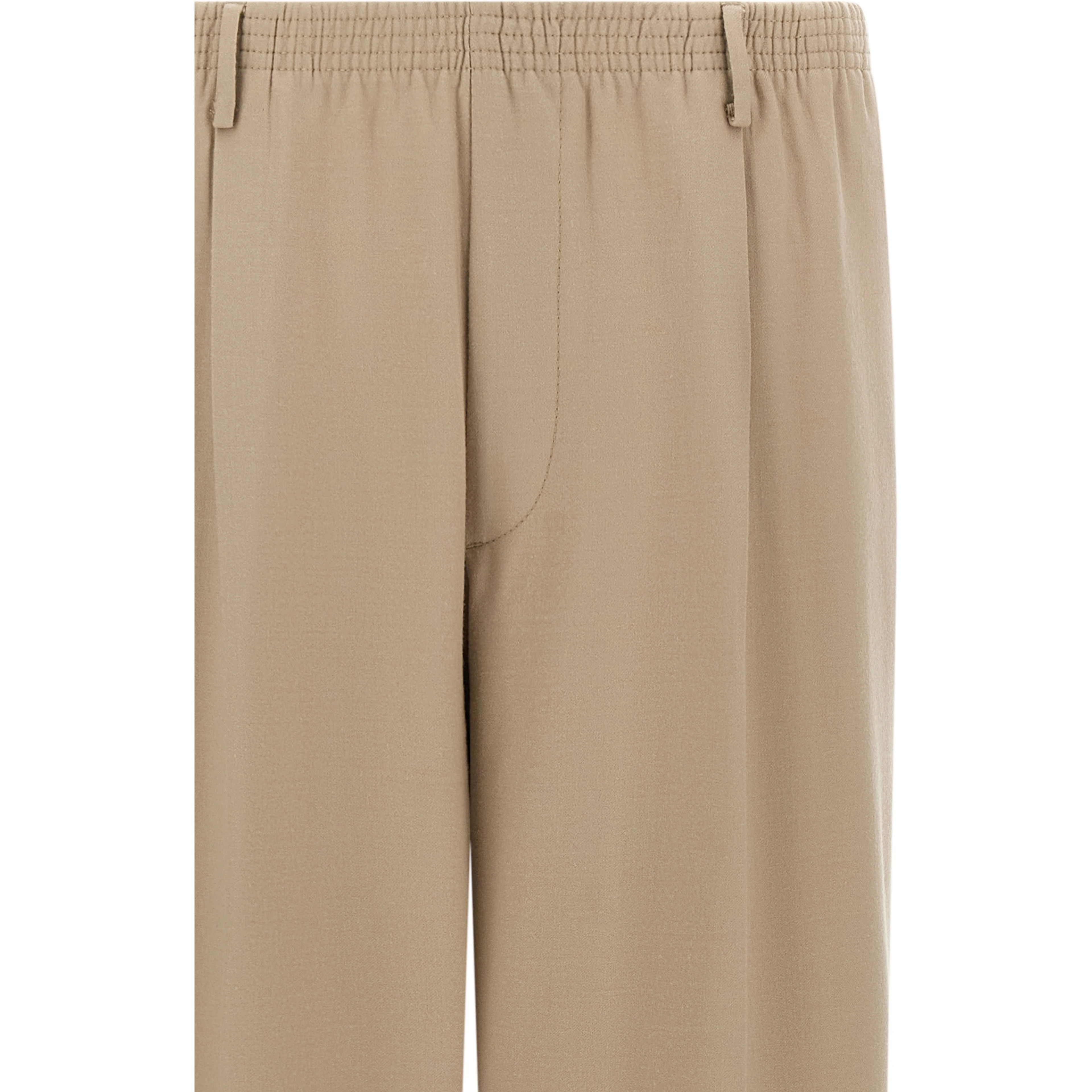 Beige Virgin Wool Casual Pants