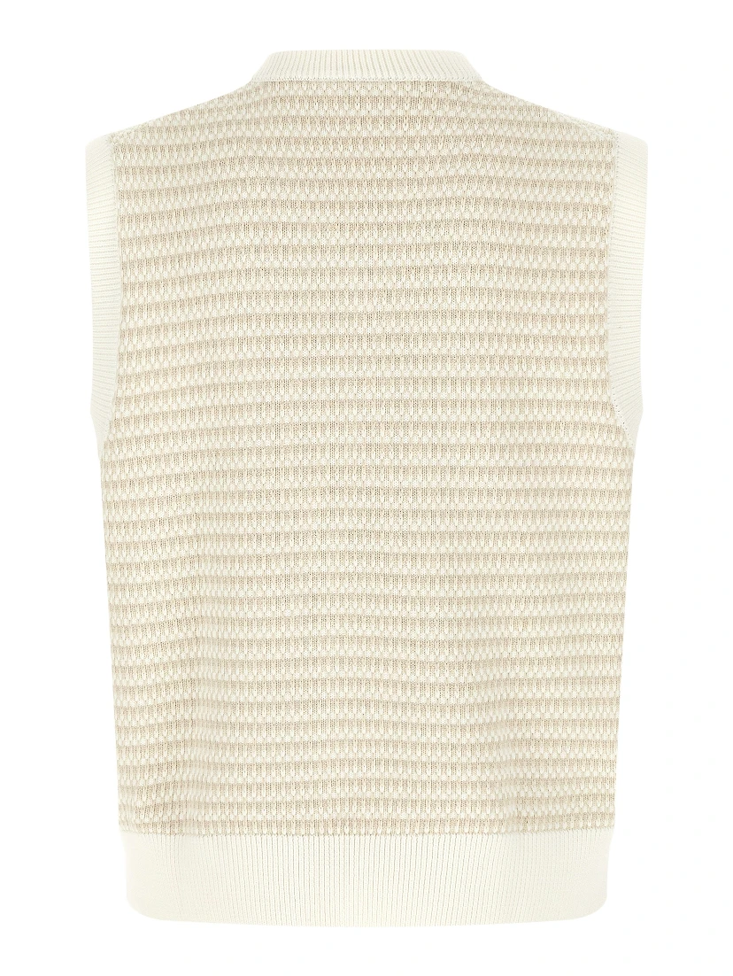 Beige Cotton Sleeveles Sweater