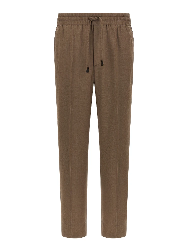 Brown Wool Casual Pants